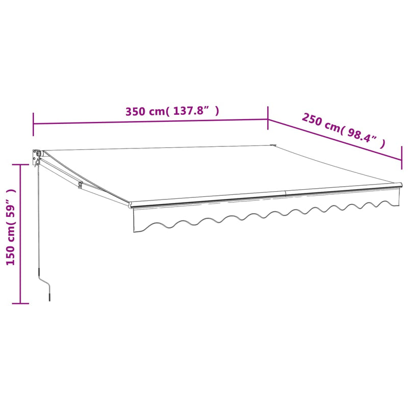 Retractable Awning Blue and White 3.5x2.5 m Fabric and Aluminium