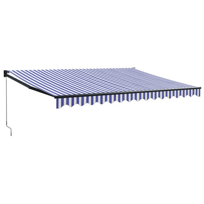 Retractable Awning Blue and White 4x3 m Fabric and Aluminium