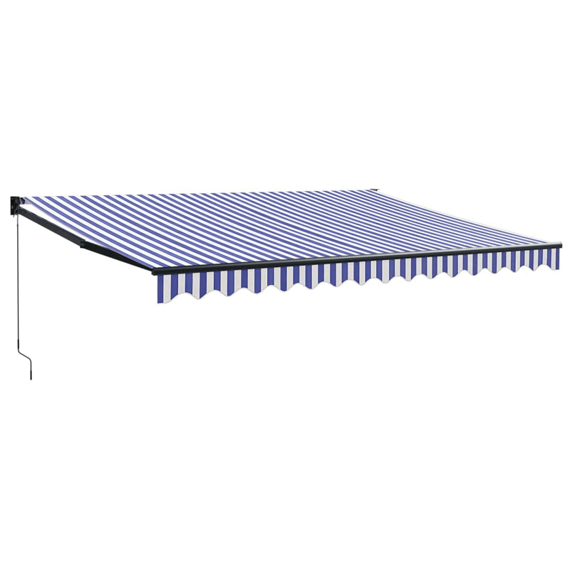 Retractable Awning Blue and White 4x3 m Fabric and Aluminium