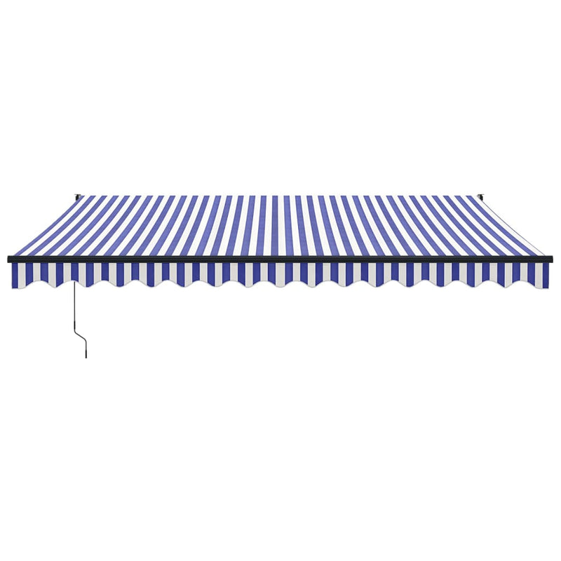 Retractable Awning Blue and White 4x3 m Fabric and Aluminium