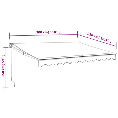 Retractable Awning Cream 3x2.5 m Fabric and Aluminium