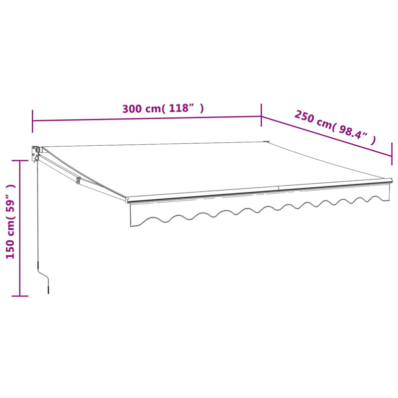 Retractable Awning Cream 3x2.5 m Fabric and Aluminium