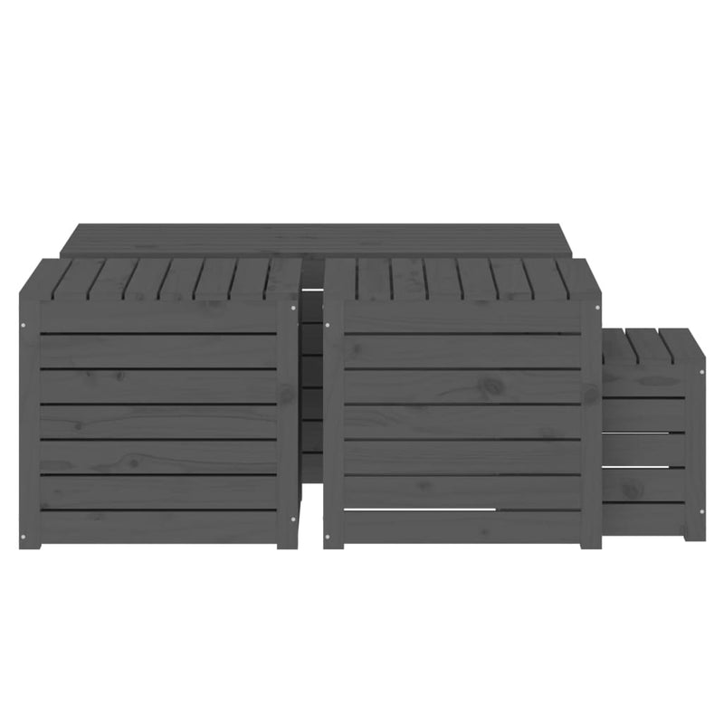 4 Piece Garden Box Set Grey Solid Wood Pine