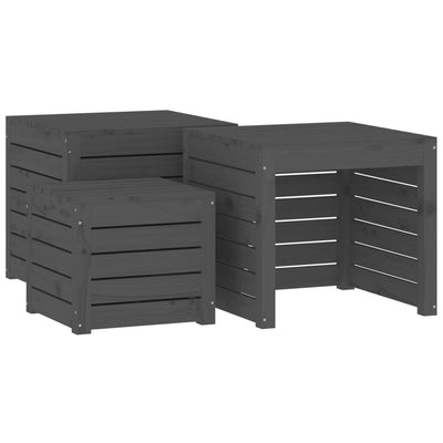 4 Piece Garden Box Set Grey Solid Wood Pine