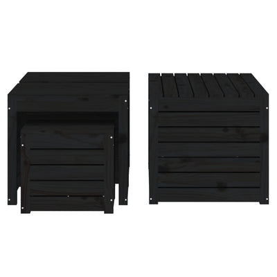 4 Piece Garden Box Set Black Solid Wood Pine