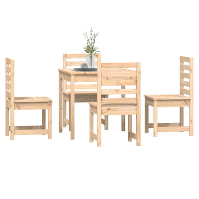 5 Piece Garden Dining Set Solid Wood Pine