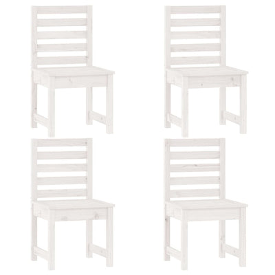 5 Piece Garden Dining Set White Solid Wood Pine