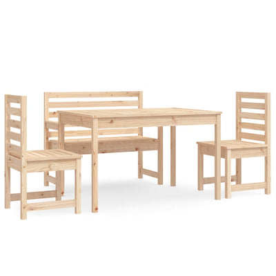 4 Piece Garden Dining Set Solid Wood Pine