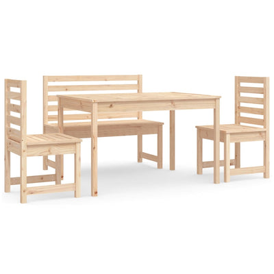 4 Piece Garden Dining Set Solid Wood Pine