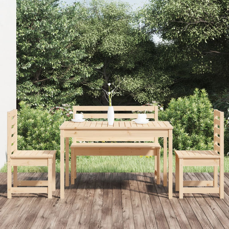 4 Piece Garden Dining Set Solid Wood Pine