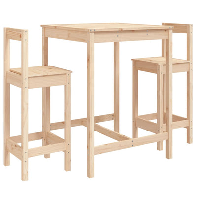 3 Piece Garden Bar Set Solid Wood Pine