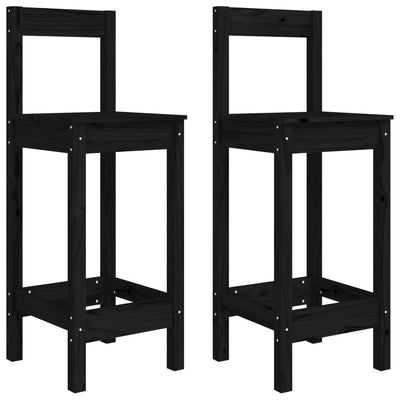 3 Piece Garden Bar Set Black Solid Wood Pine