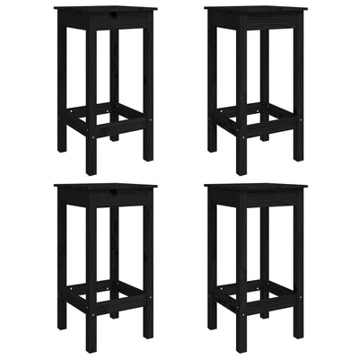 5 Piece Garden Bar Set Black Solid Wood Pine