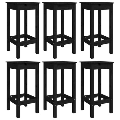 7 Piece Garden Bar Set Black Solid Wood Pine