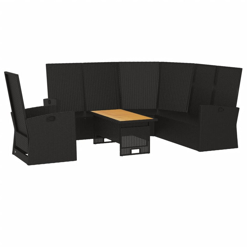 3 Piece Garden Lounge Set with Cushions Black Poly Rattan