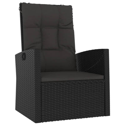 3 Piece Garden Lounge Set with Cushions Black Poly Rattan