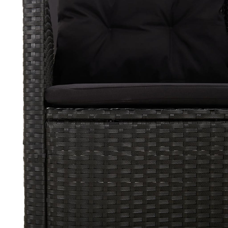 3 Piece Garden Lounge Set with Cushions Black Poly Rattan