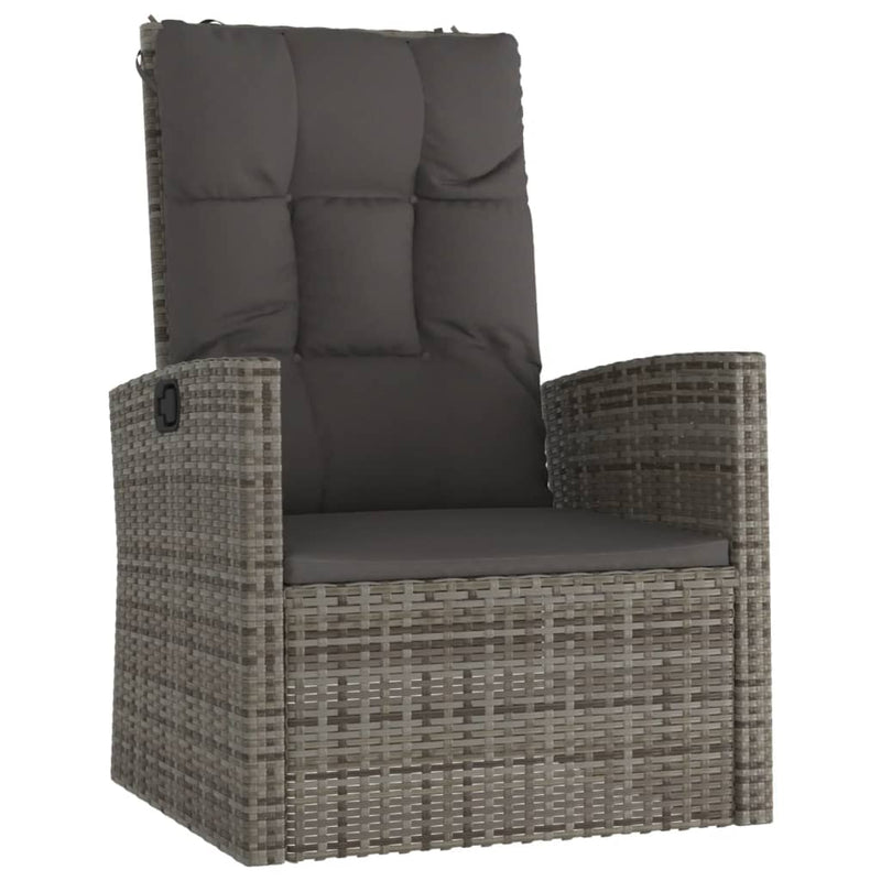 3 Piece Garden Lounge Set with Cushions Grey Poly Rattan