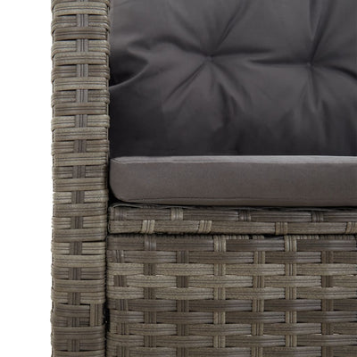 3 Piece Garden Lounge Set with Cushions Grey Poly Rattan