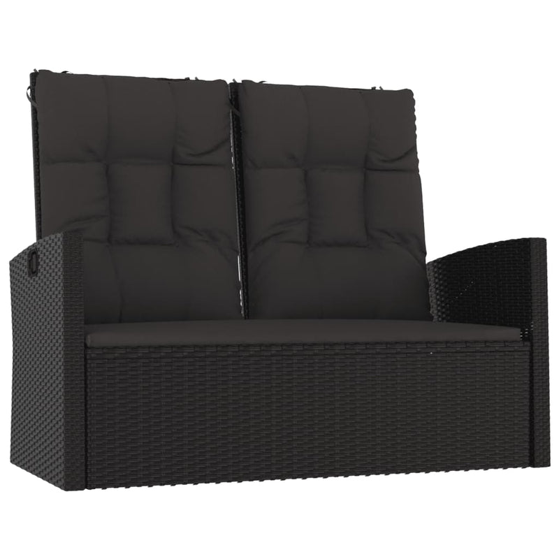 4 Piece Garden Lounge Set with Cushions Black Poly Rattan