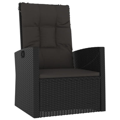 4 Piece Garden Lounge Set with Cushions Black Poly Rattan