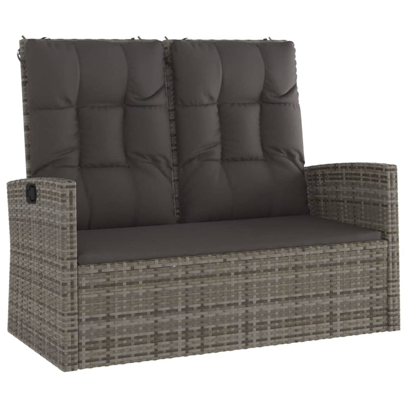 4 Piece Garden Lounge Set with Cushions Grey Poly Rattan