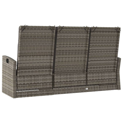 Reclining Garden Bench with Cushions Grey 173 cm Poly rattan