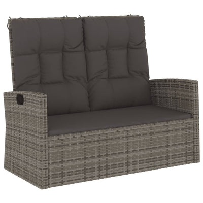 Reclining Garden Bench with Cushions Grey 118 cm Poly rattan