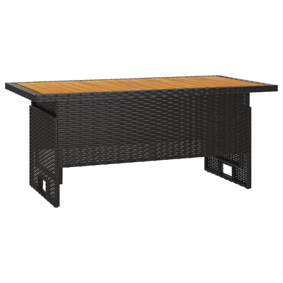 Garden Table Black 100x50x43/63 cm Solid Wood Acacia&Poly Rattan