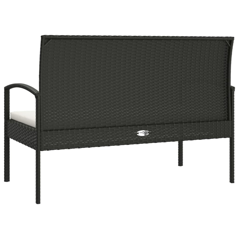 Garden Bench with Cushion Black 105 cm Poly Rattan