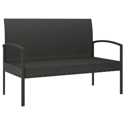 Garden Bench with Cushion Black 105 cm Poly Rattan