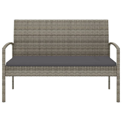 Garden Bench with Cushion Grey 105 cm Poly Rattan