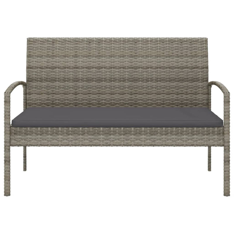 Garden Bench with Cushion Grey 105 cm Poly Rattan