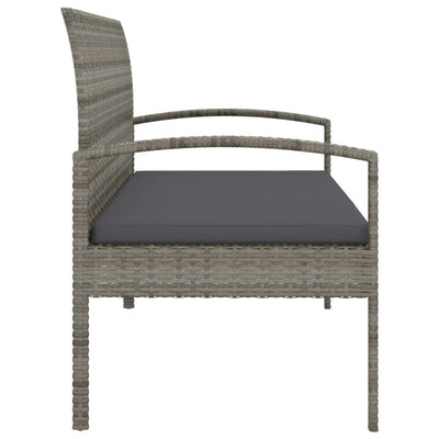 Garden Bench with Cushion Grey 105 cm Poly Rattan