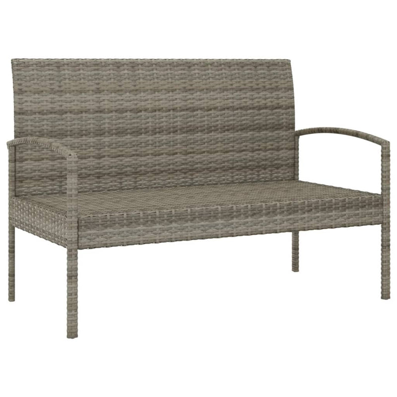 Garden Bench with Cushion Grey 105 cm Poly Rattan