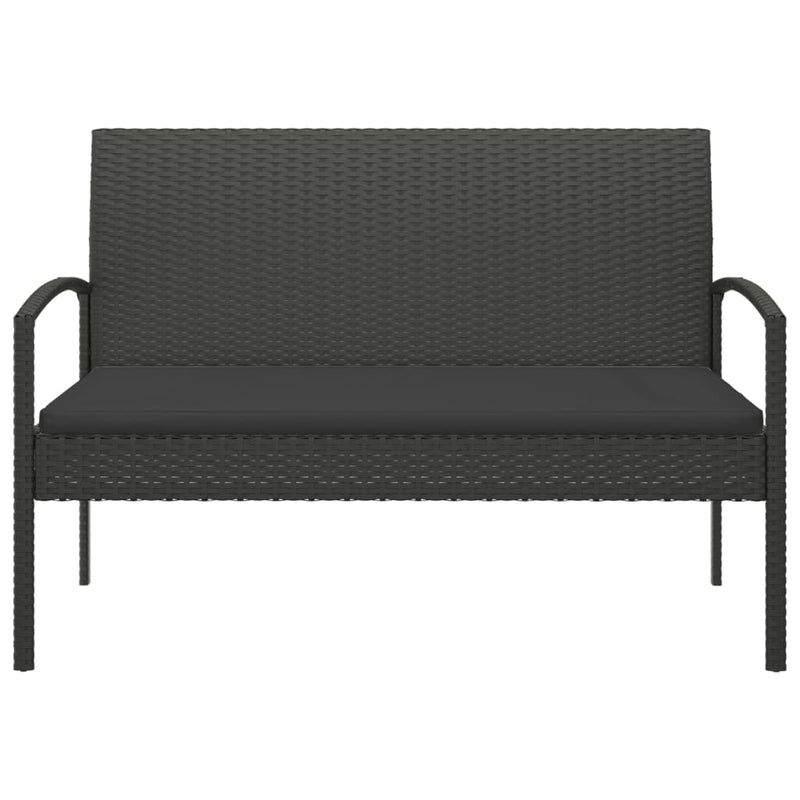 Garden Bench with Cushion Black 105 cm Poly Rattan