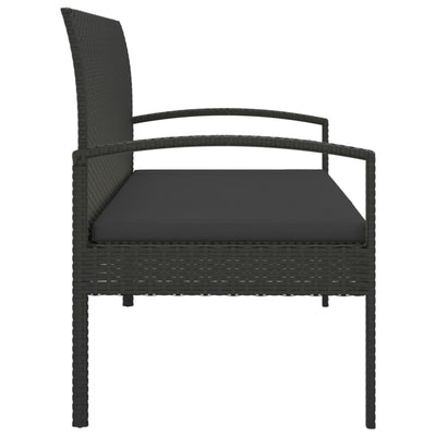 Garden Bench with Cushion Black 105 cm Poly Rattan