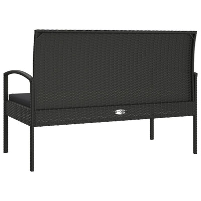 Garden Bench with Cushion Black 105 cm Poly Rattan