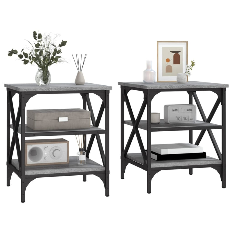 Side Tables 2 pcs Grey Sonoma 40x42x50 cm Engineered Wood