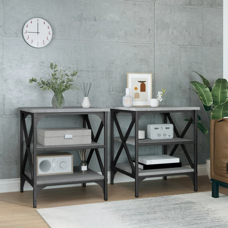 Side Tables 2 pcs Grey Sonoma 40x42x50 cm Engineered Wood