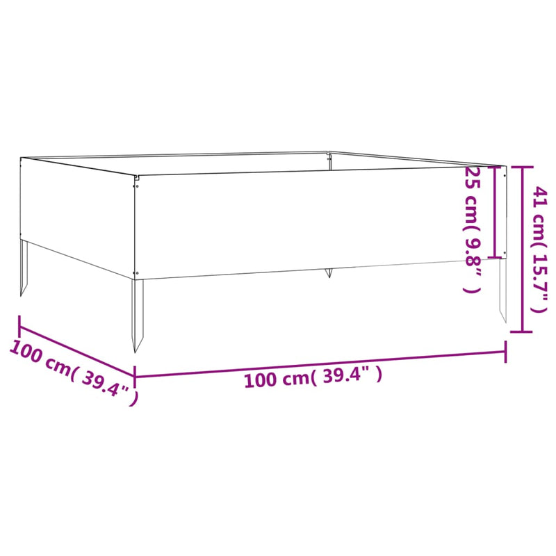 Garden Raised Bed 100x100x41 cm Corten Steel