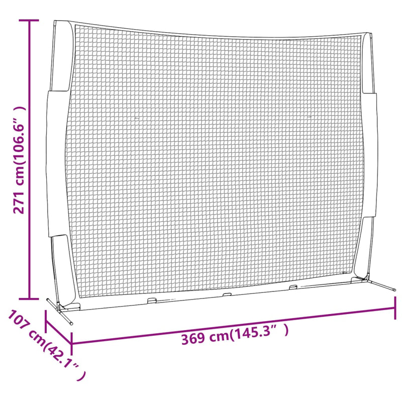 Portable Baseball Net Red and Black 369x107x271 cm Steel and Polyester