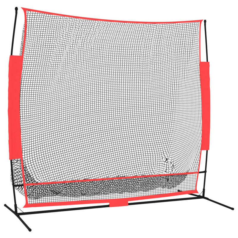 Portable Baseball Net Black and Red 215x107x216 cm Polyester