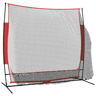 Portable Baseball Net Black and Red 215x107x216 cm Polyester