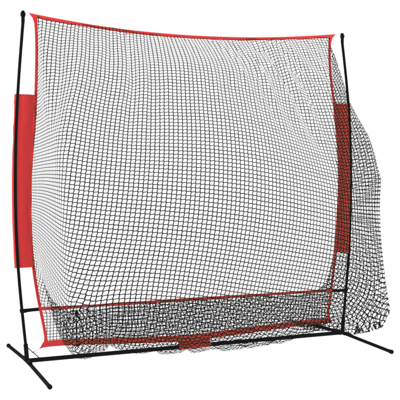 Portable Baseball Net Black and Red 215x107x216 cm Polyester