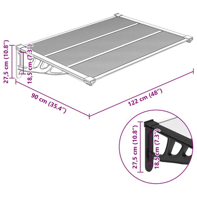 Door Canopy Black and Transparent 122x90 cm Polycarbonate