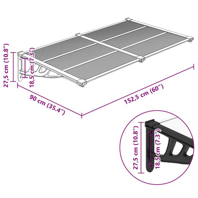 Door Canopy Black and Transparent 152.5x90 cm Polycarbonate