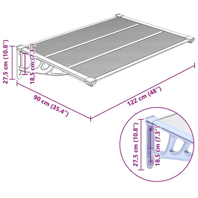 Door Canopy Grey and Transparent 122x90 cm Polycarbonate