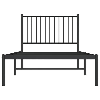 Metal Bed Frame without Mattress with Headboard Black 90x190 cm