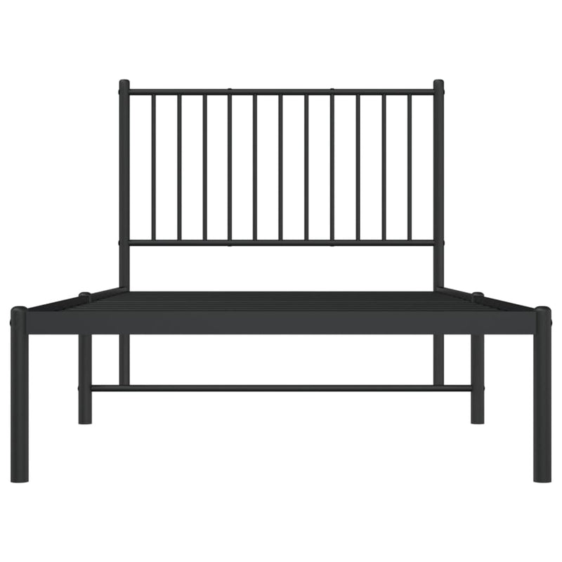 Metal Bed Frame without Mattress with Headboard Black 90x190 cm